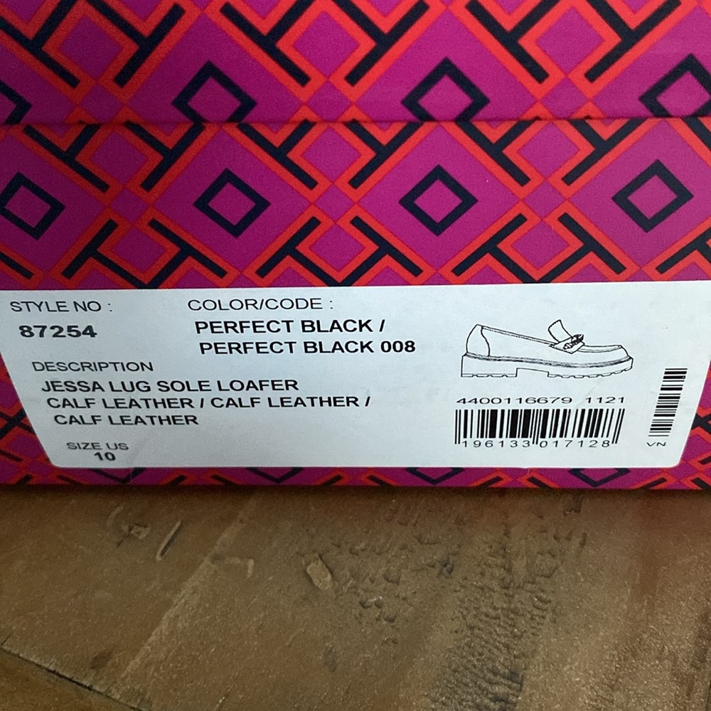 Tory Burch Black Leather Loafers with Gold Chain Accent - Picture 5 of 11